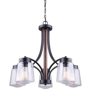 Canarm Riva 5-Light Black and Wood Contemporary Chandelier